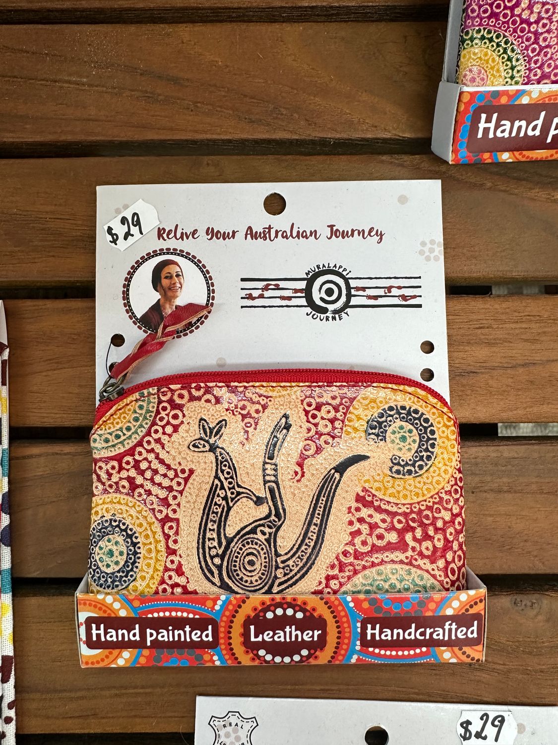 Muralappi Journey - Kangaroo small leather purse by Jessica Skeen, Kangaroo gifts