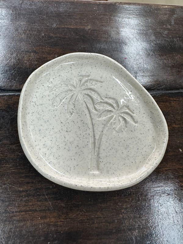 Nicola Fleming Pottery - White Palm Trees Small Plate