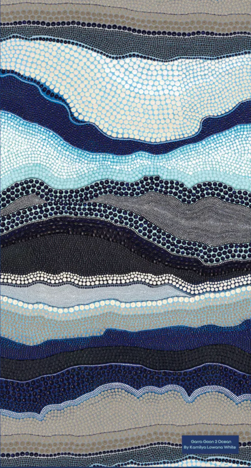 Yarn Sand-Free Beach Towel | Kamilya Lowana White Ocean Print