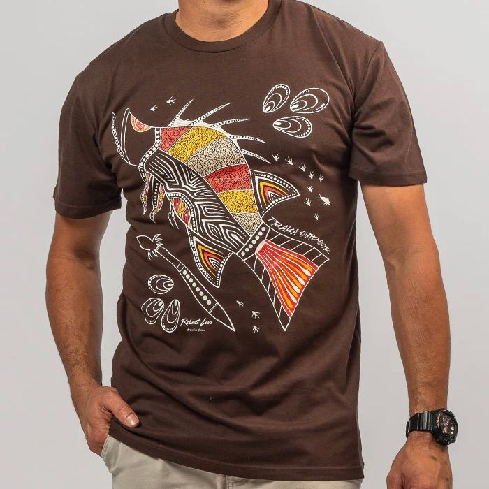 Yarn - Barramundi Hunt Dark Chocolate Cotton Crew Neck Unisex T-Shirt