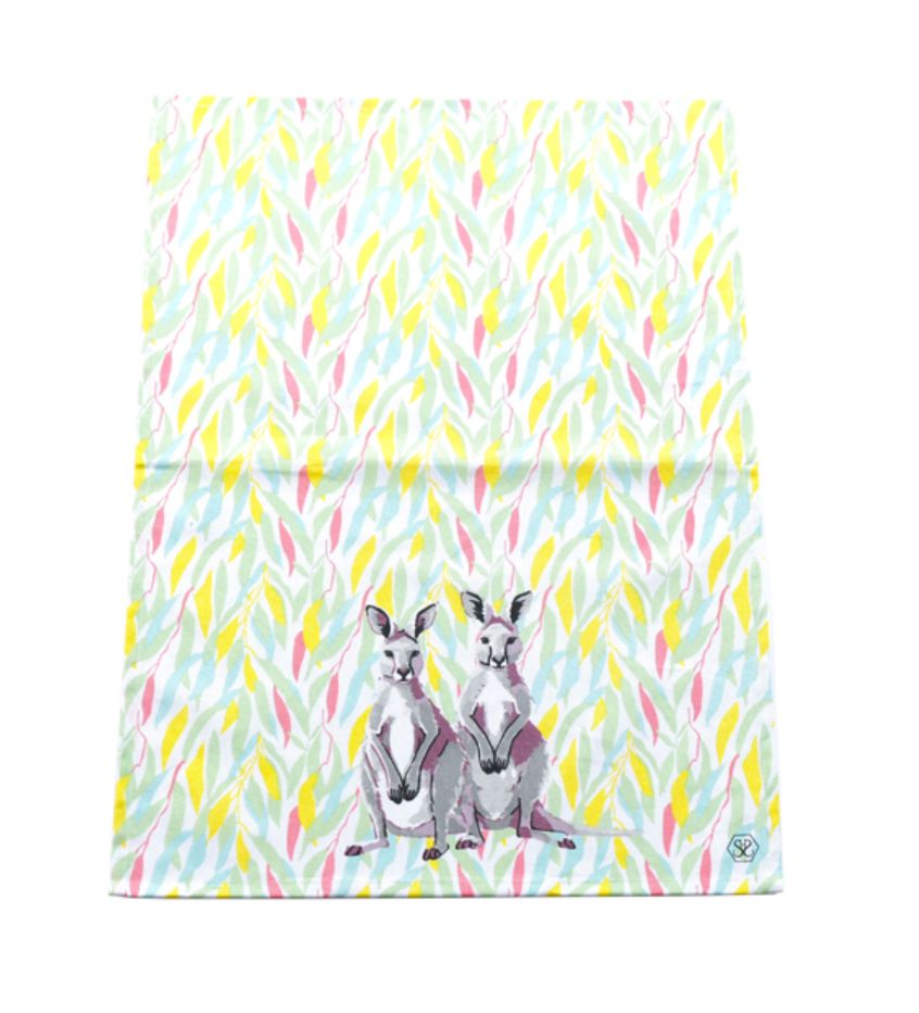 Cotton Tea-Towel - Bush Mates Kangaroo