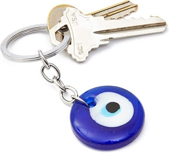 Glass Evil Eye Keychain