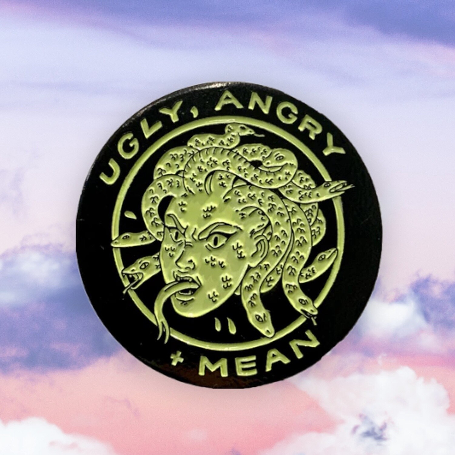 Ugly, Angry + Mean Enamel Pin by Jenn Woodall