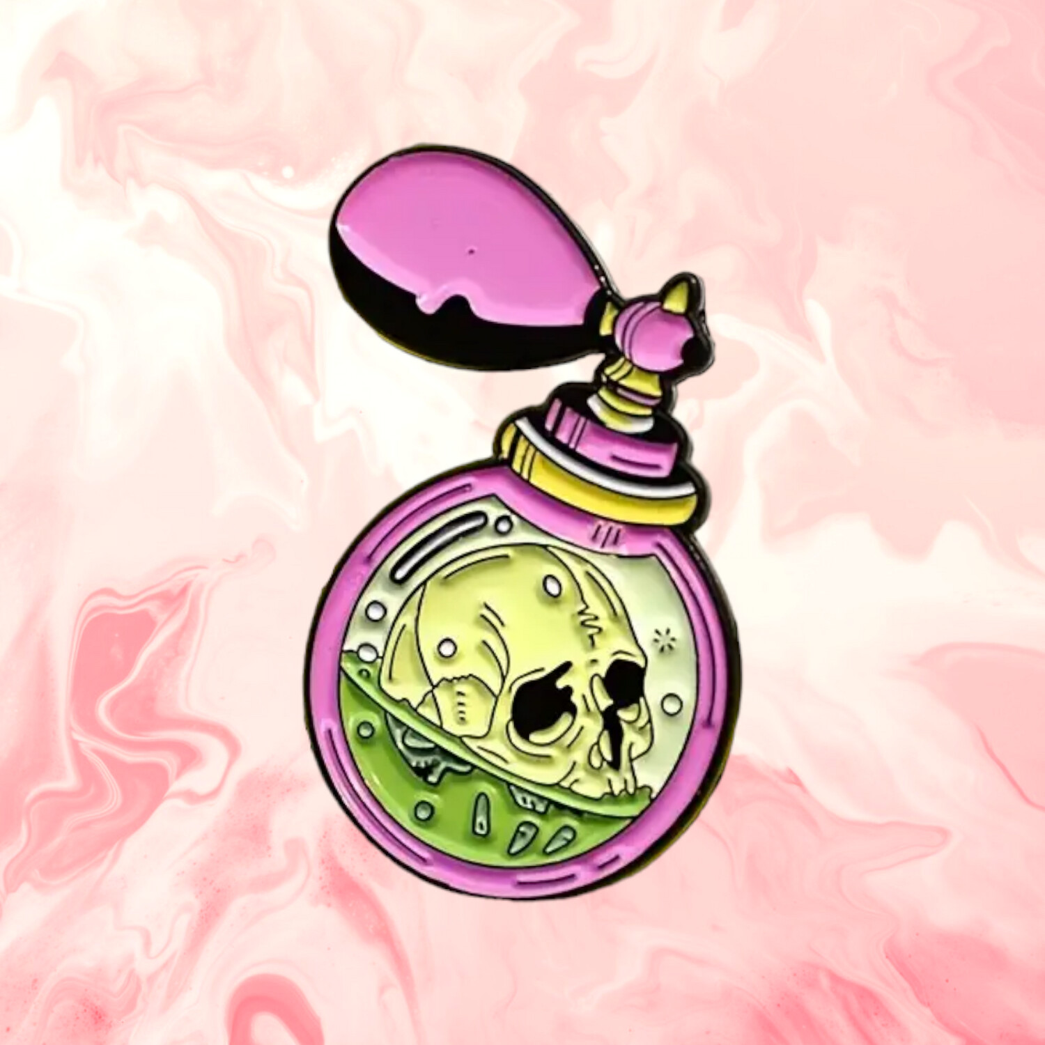 Skull Perfume Bottle Pin