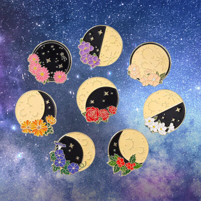 Moon Phase Flower Pin