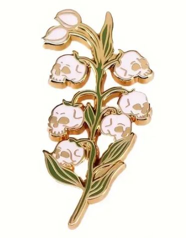 Lily of the Valley Skull Pin