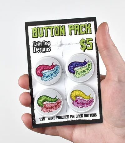 Lofty Dog Button Set of 4, Design: Slug