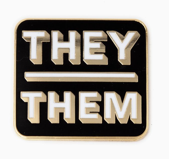 They/Them Pronoun Block Pin