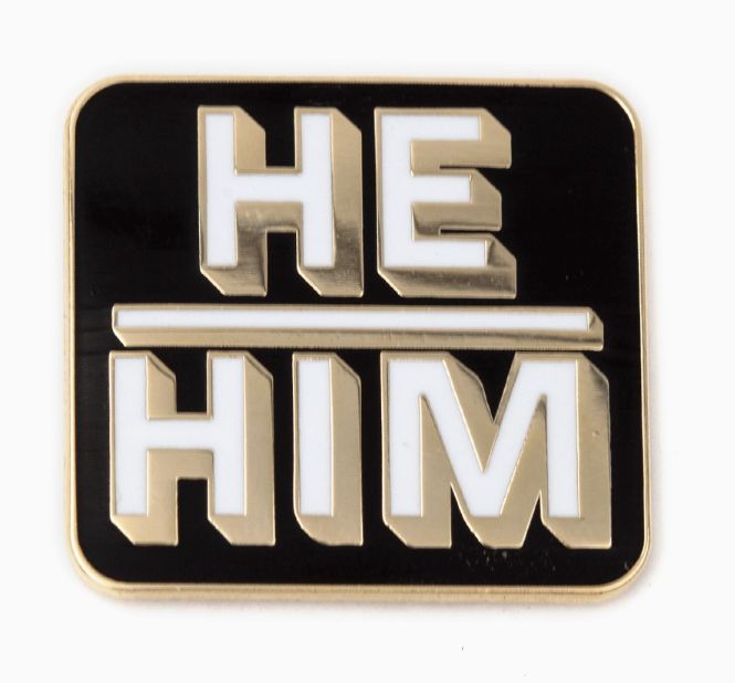He/Him Pronoun Block Pin