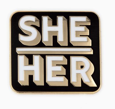 She/Her Pronoun Block Pin