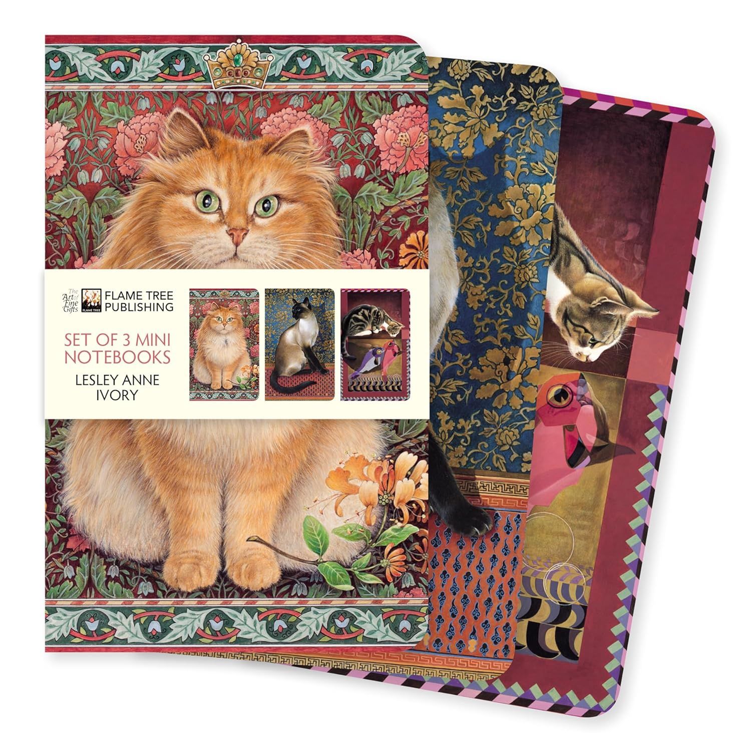 Gilded Cats Set of 3 Mini Notebooks