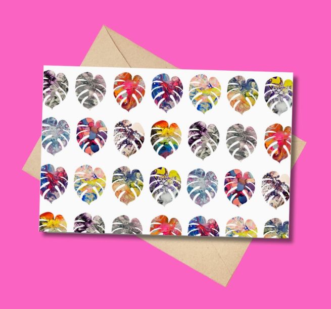 Rainbow Monstera Greeting Card