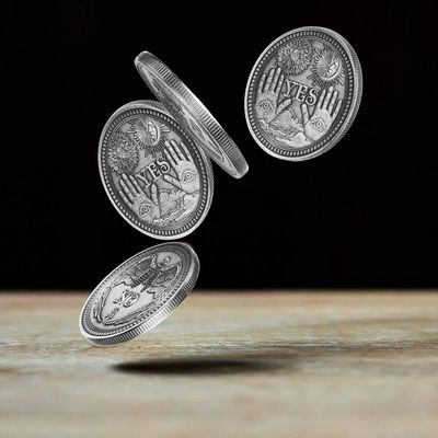 Silver Yes No Challenge Coin