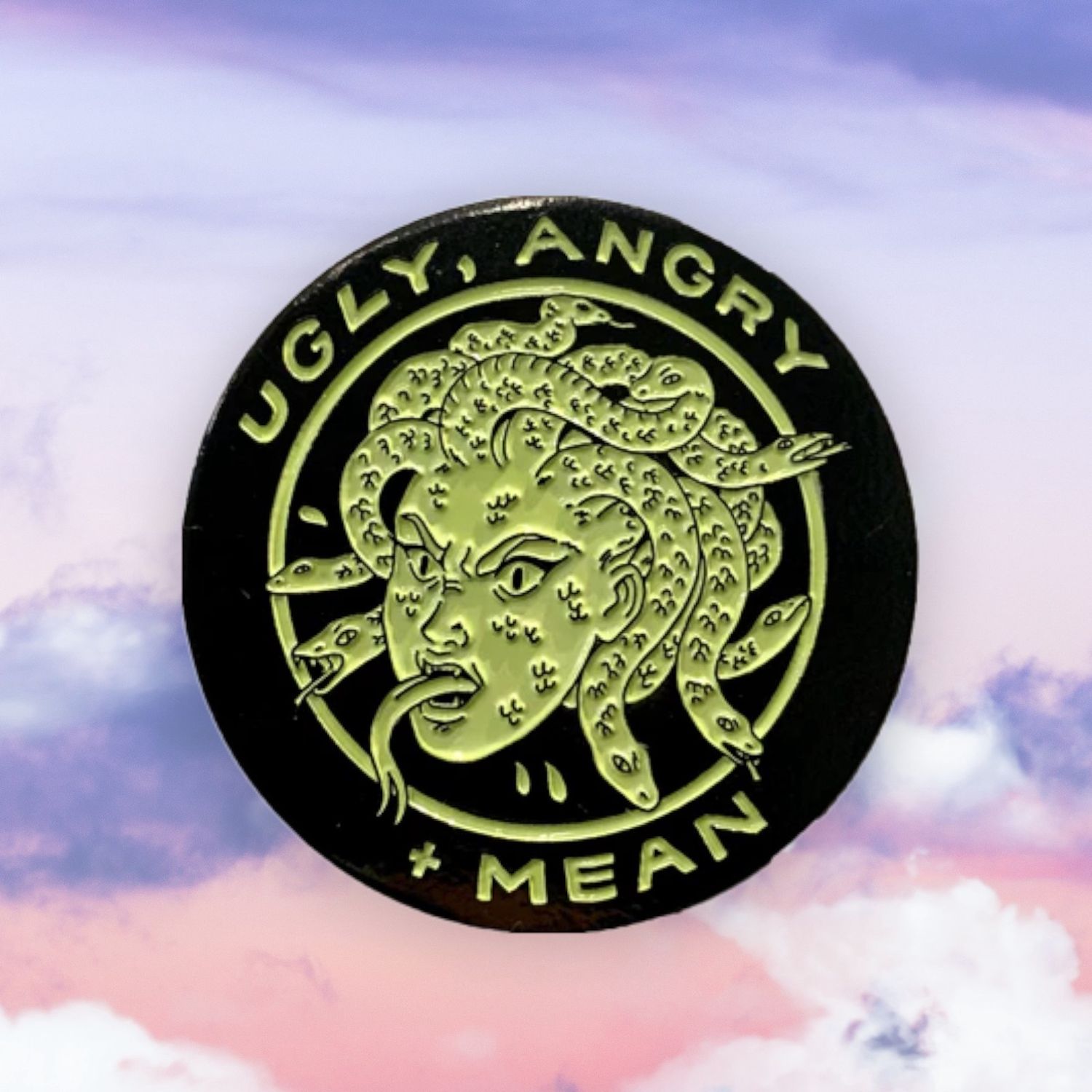 Ugly, Angry + Mean Enamel Pin by Jenn Woodall