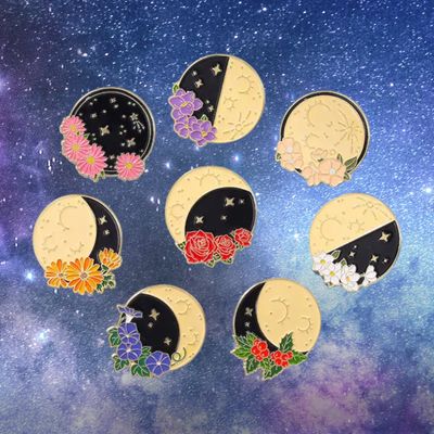 Moon Phase Flower Pin