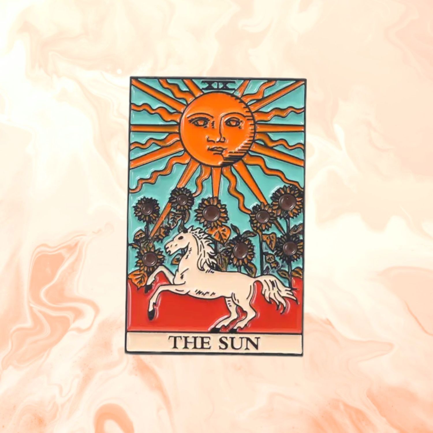 Blue &amp; Orange Tarot Pin, Design: Sun