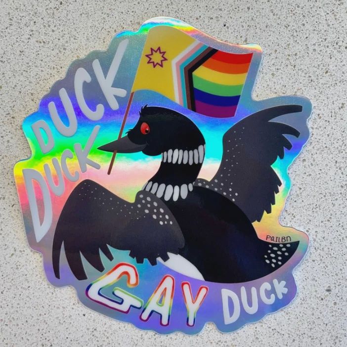 Duck Duck Gay Duck Sticker