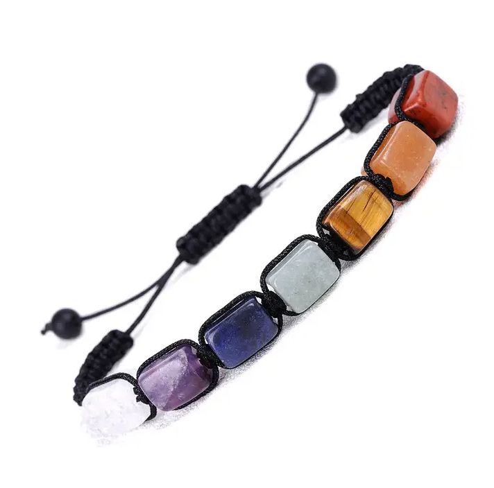 Chakra Cube Bead Adjustable Bracelet