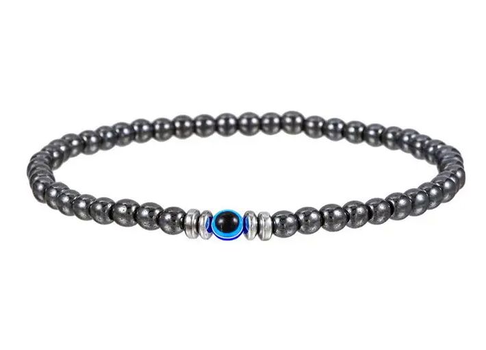 Hematite with Evil Eye 4mm Bracelet