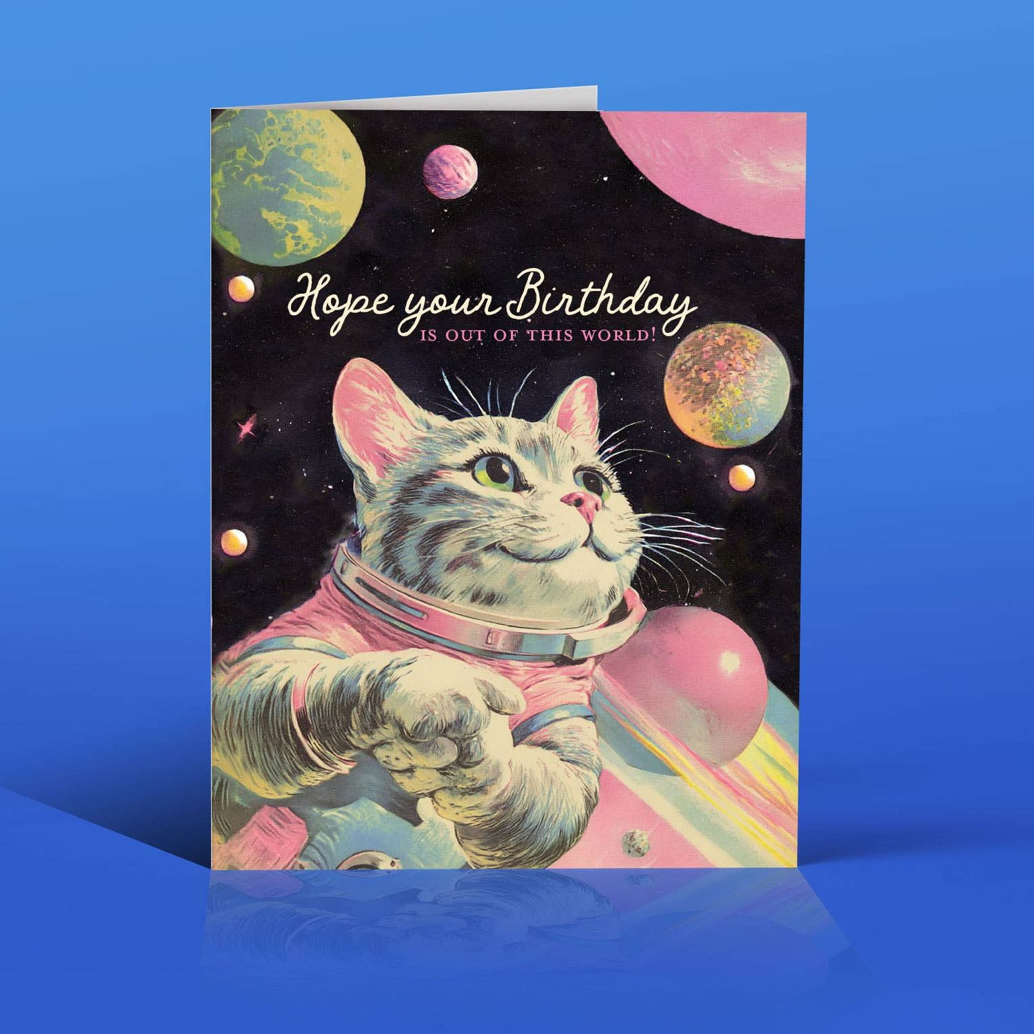 Out of This World! Space Cat Birthday Card