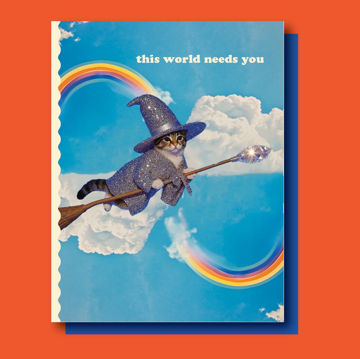 Sparkle Rainbow Cat Greeting Card