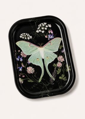 Luna Moth Wildflowers Metal Tray