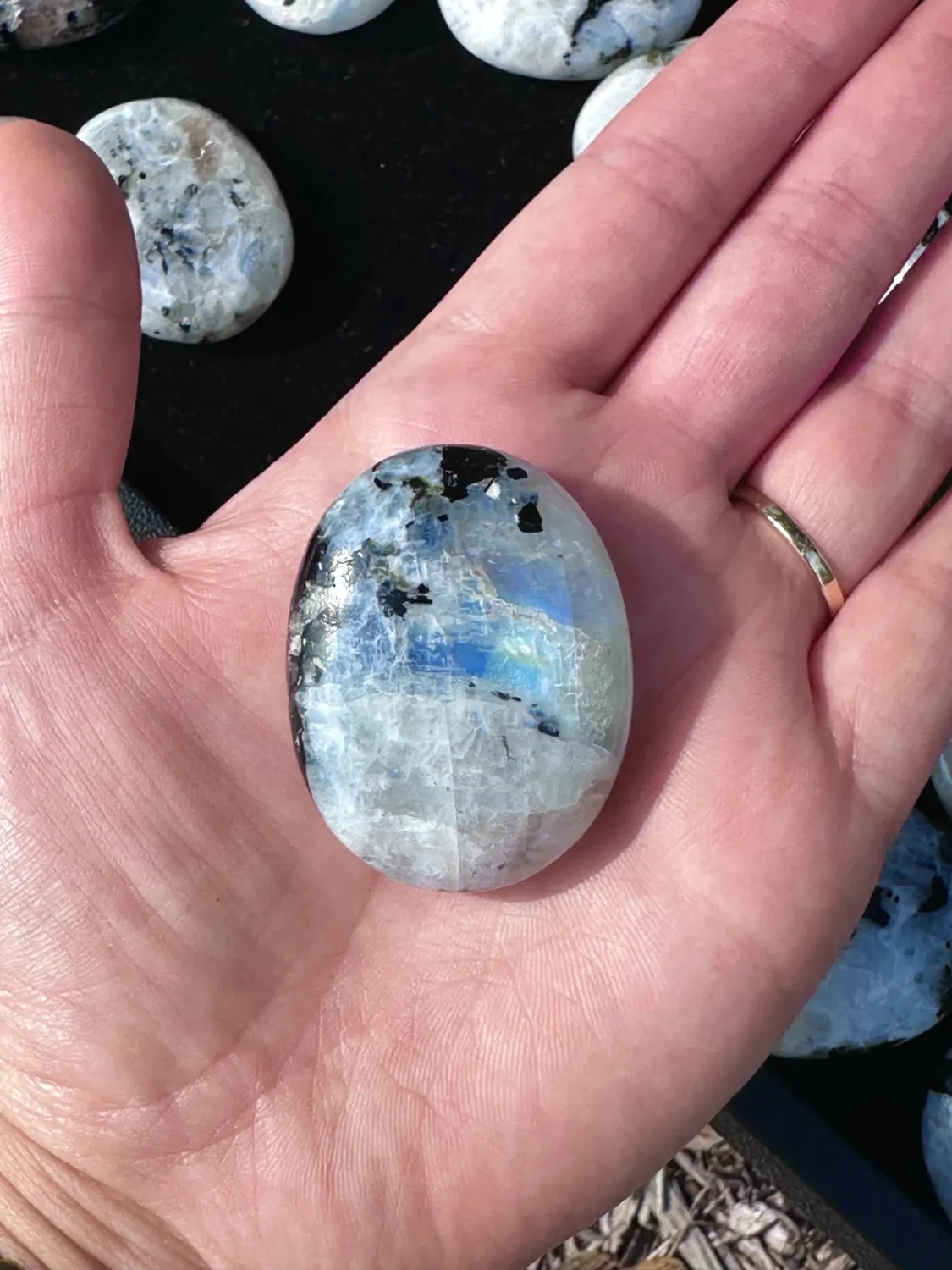 Rainbow Moonstone Palm Stone
