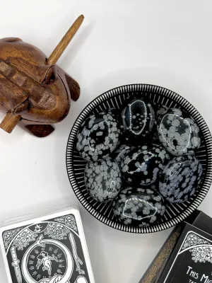 Snowflake Obsidian Palm Stone