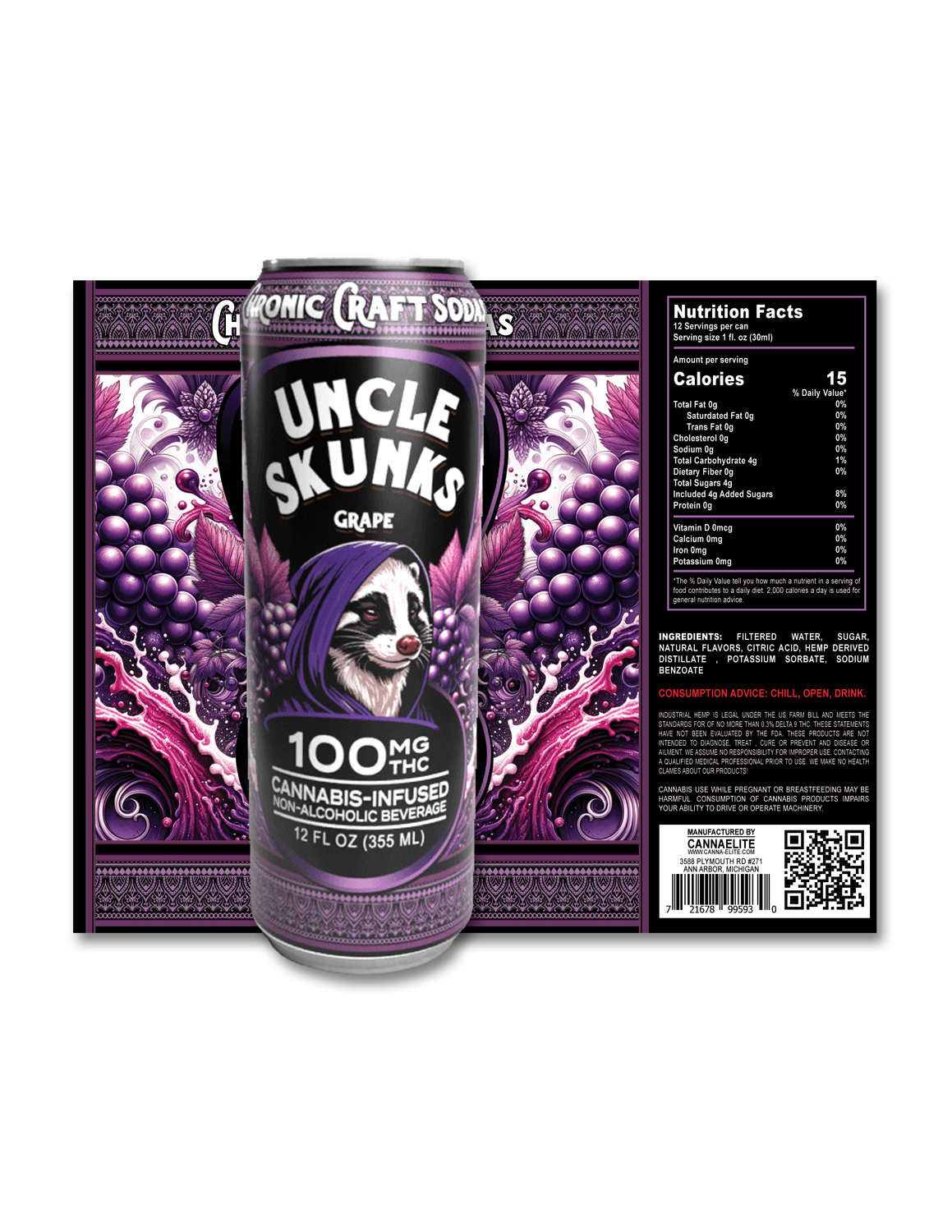 Delta 9 THC - Beverage - Uncle Skunk - Grape 100mg