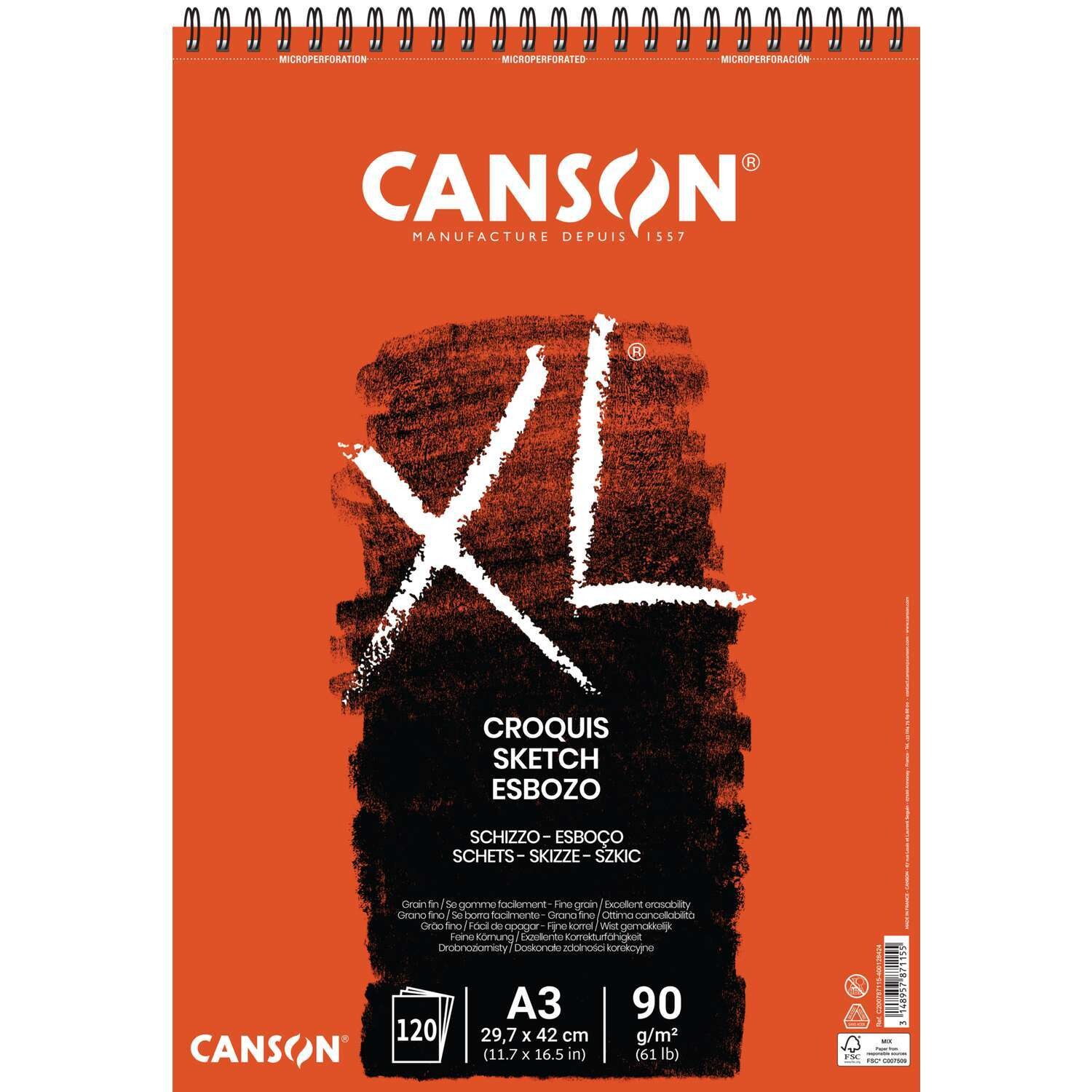 CANSON - XL, Blocco spiralato per schizzi e studio