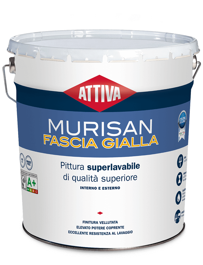 BOERO ATTIVA MURISAN FASCIA GIALLA Pittura SUPERLAVABILE di qualità superiore