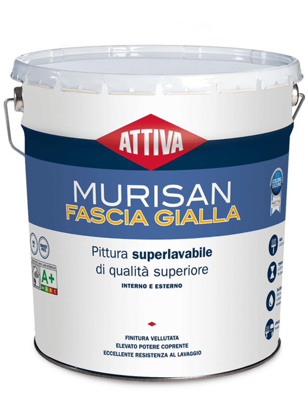 BOERO ATTIVA MURISAN FASCIA GIALLA Pittura SUPERLAVABILE di qualità superiore