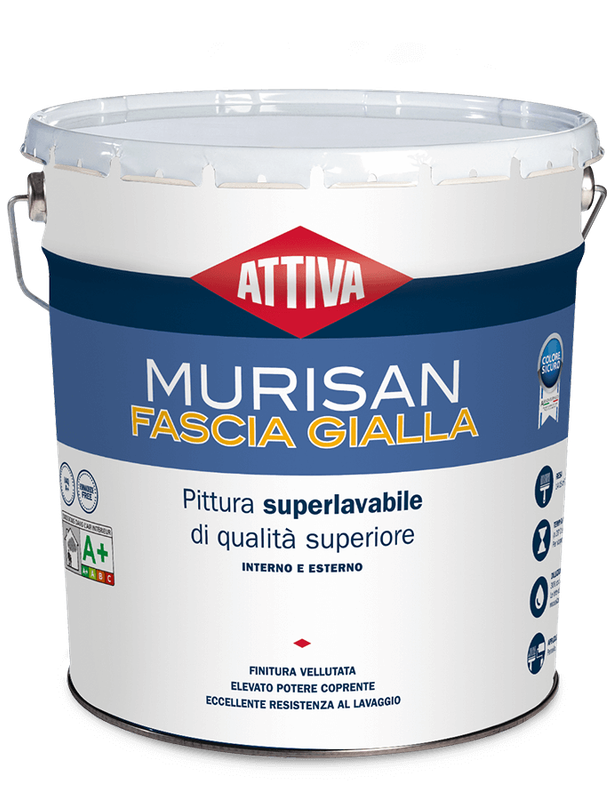BOERO ATTIVA MURISAN FASCIA GIALLA Pittura SUPERLAVABILE di qualità superiore