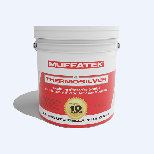 MUFFATEK THERMOSILVER Idropittura silossanica termica con microsfere di vetro cave e ioni d’argento.