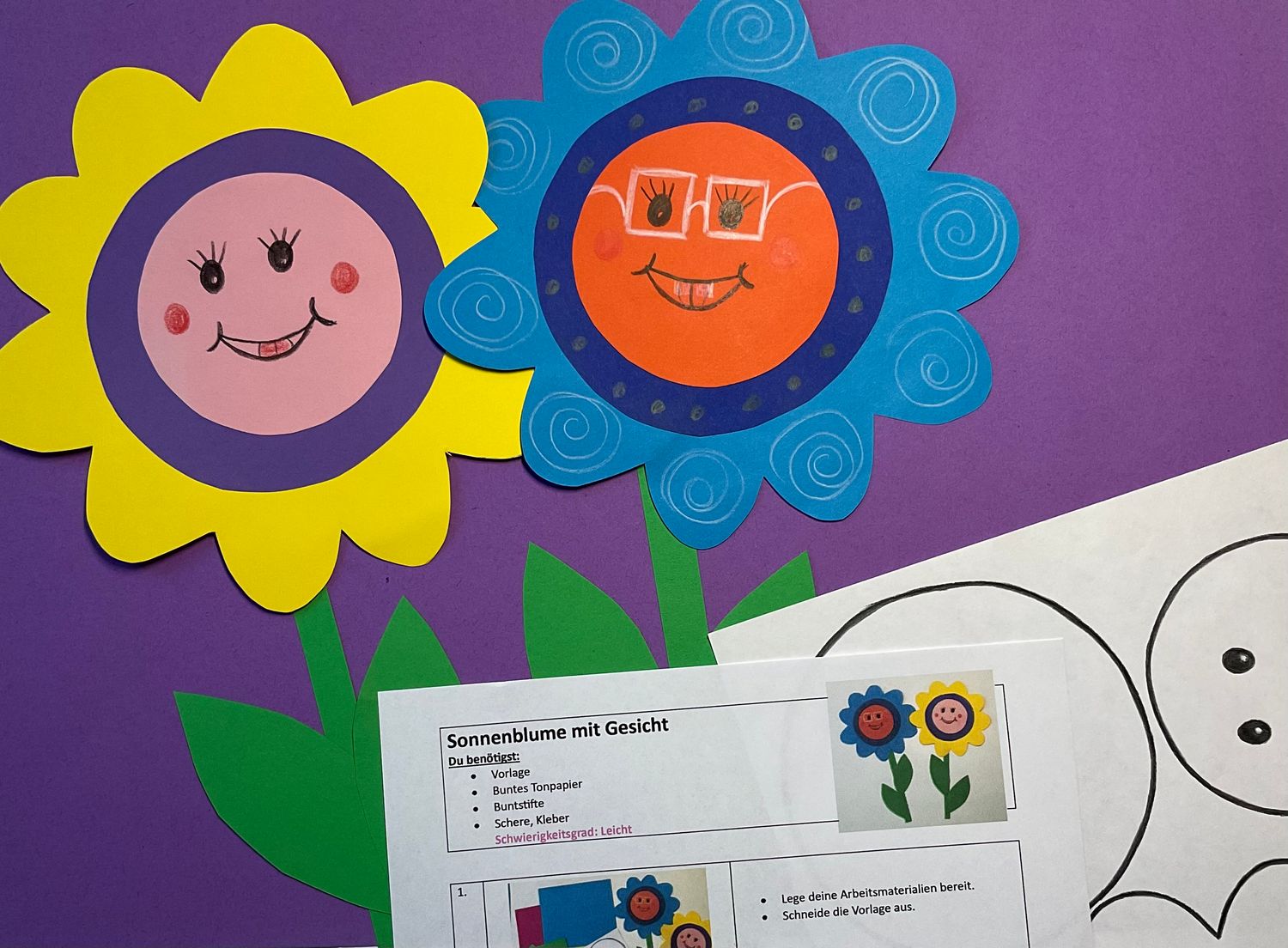 Sonnenblume mit Gesicht PDF Anleitung