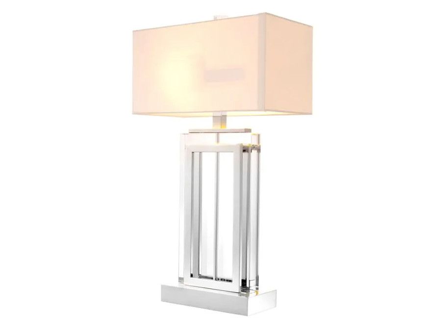 Clear Crystal Glass Lamp with Nickel Finish