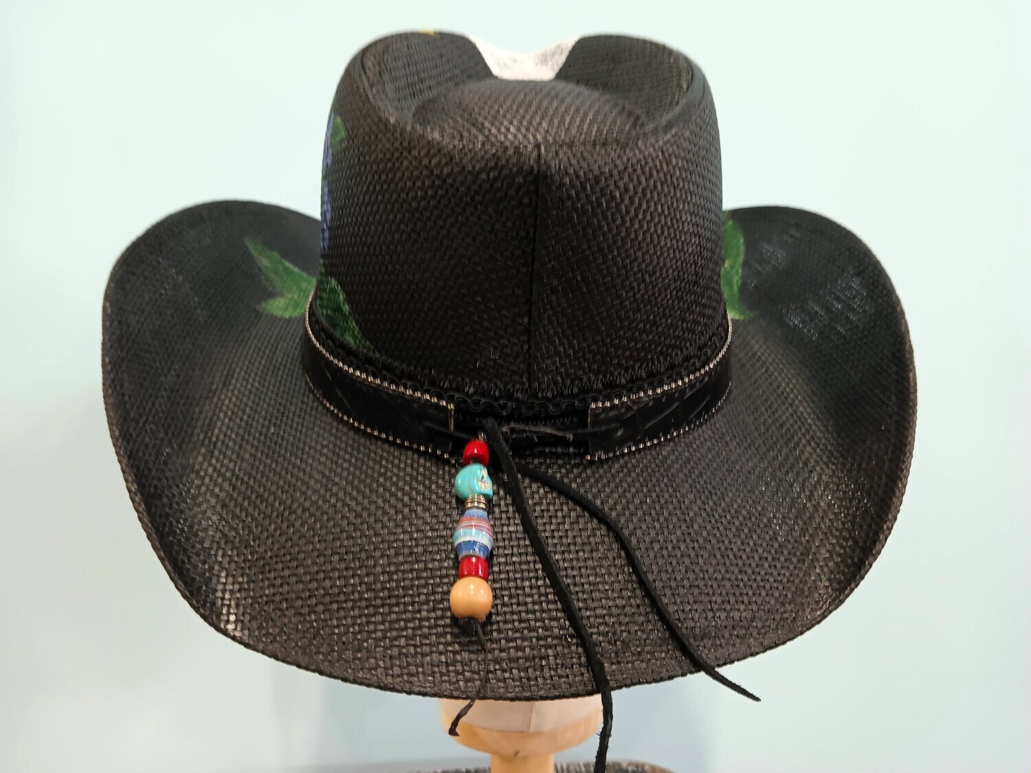 Straw Cowboy Black Painted Sugar Skull 2