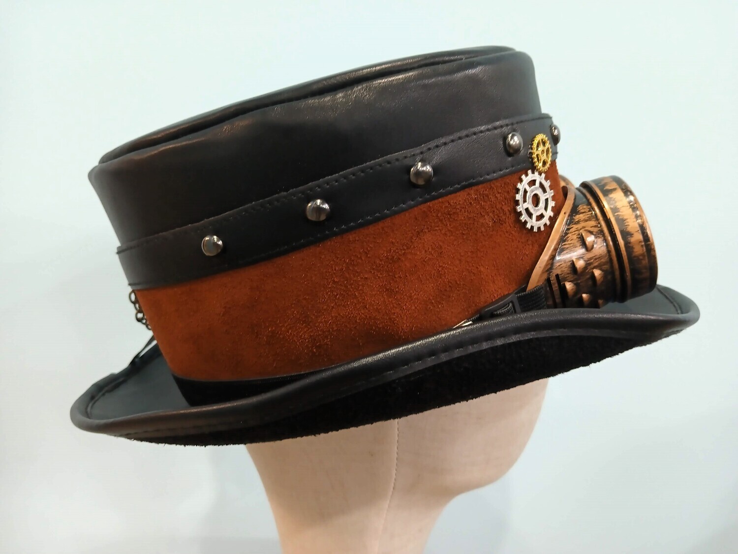 Leather Steampunk Goggles Tan 1 L