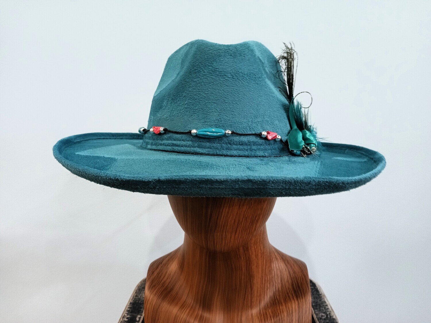 Tash Turq Rld Brim Rancher Fthr/ Band 1