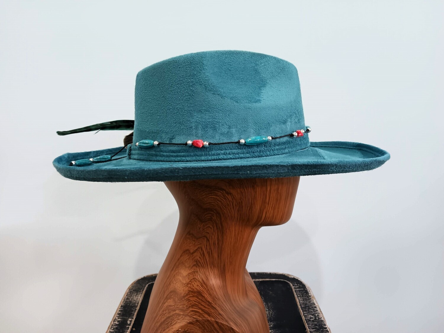 Tash Turq Rld Brim Rancher Fthr/ Band 1