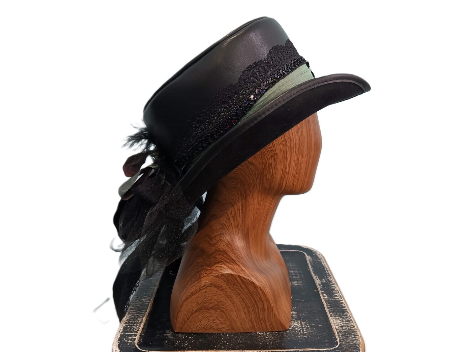 Faux Leather Ladies Victorian Top Hat Dragon 1 M