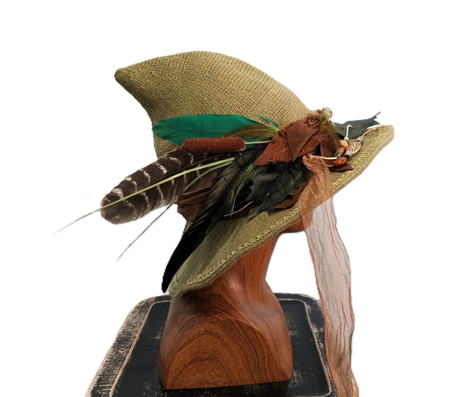 Knit Witch Hat Custom Green 2