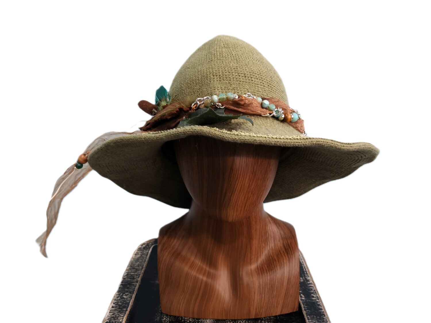 Knit Witch Hat Custom Green 2