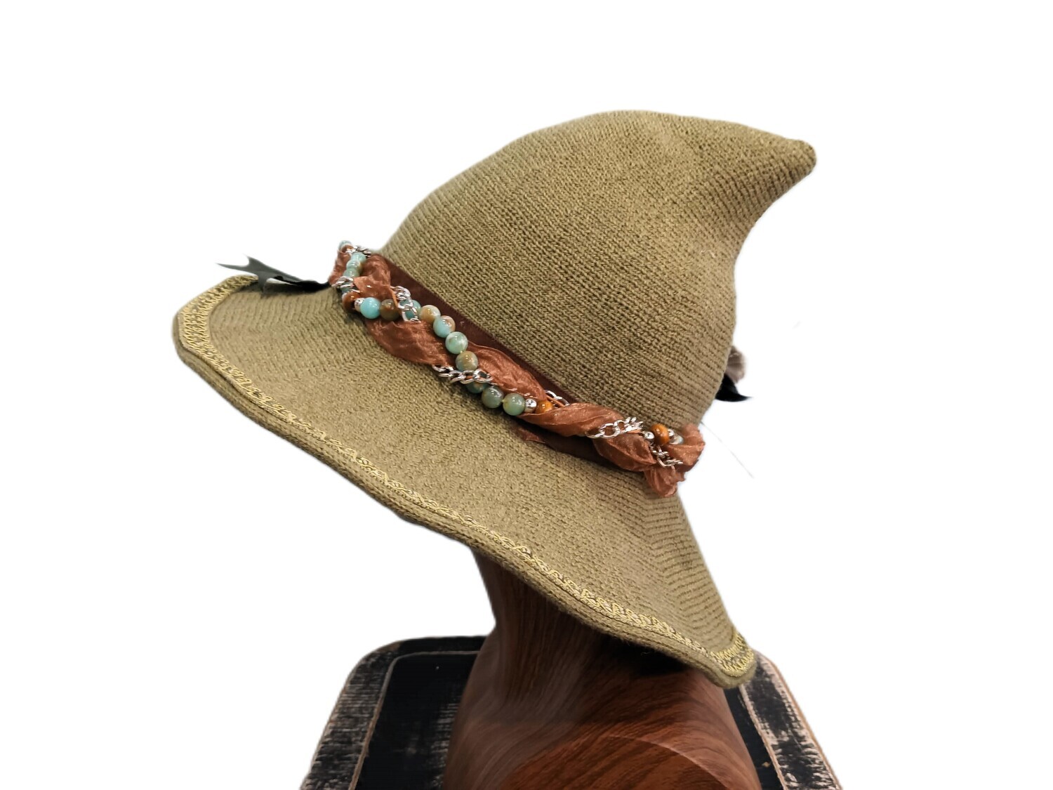 Knit Witch Hat Custom Green 2