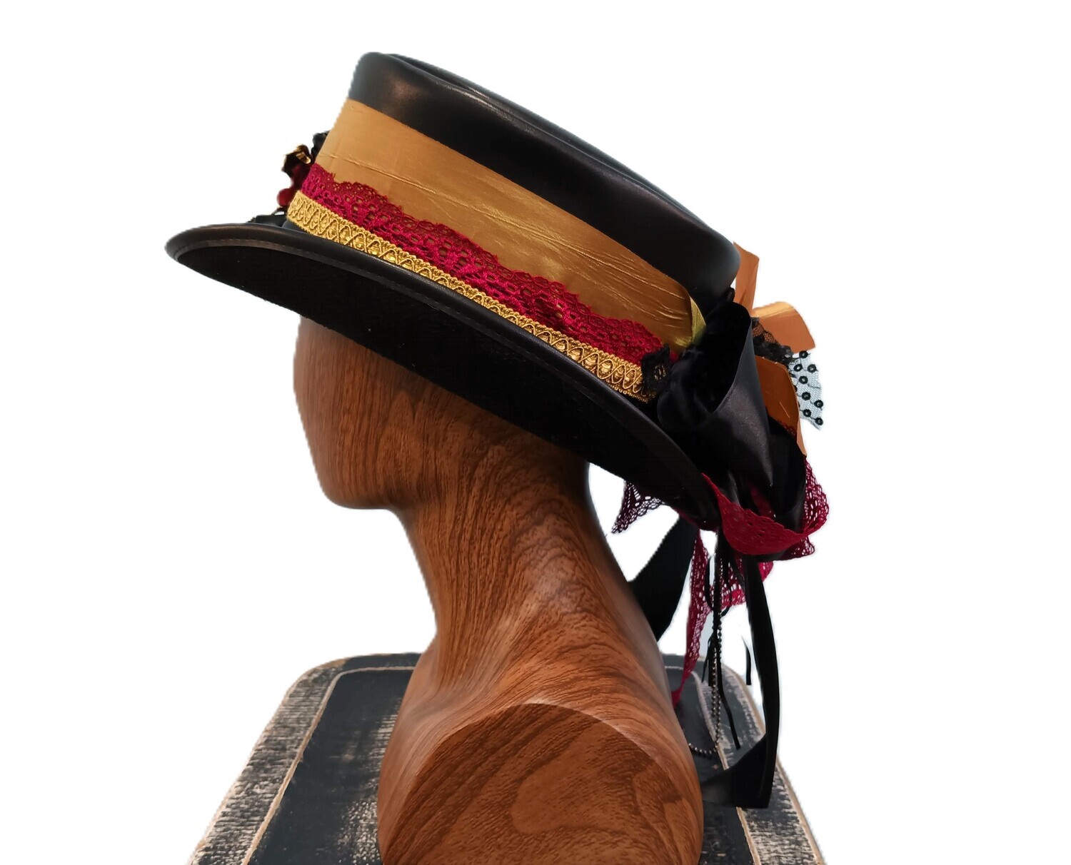 Faux Leather Ladies Victorian Top Hat Dragon 2 M