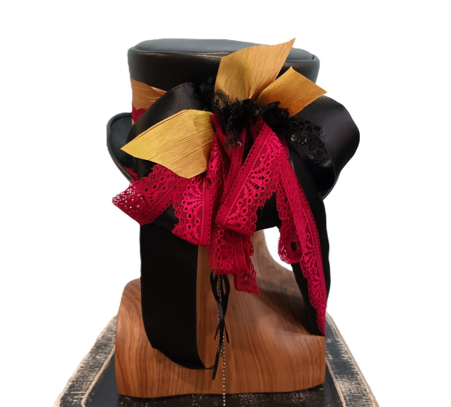 Faux Leather Ladies Victorian Top Hat Dragon 2 M