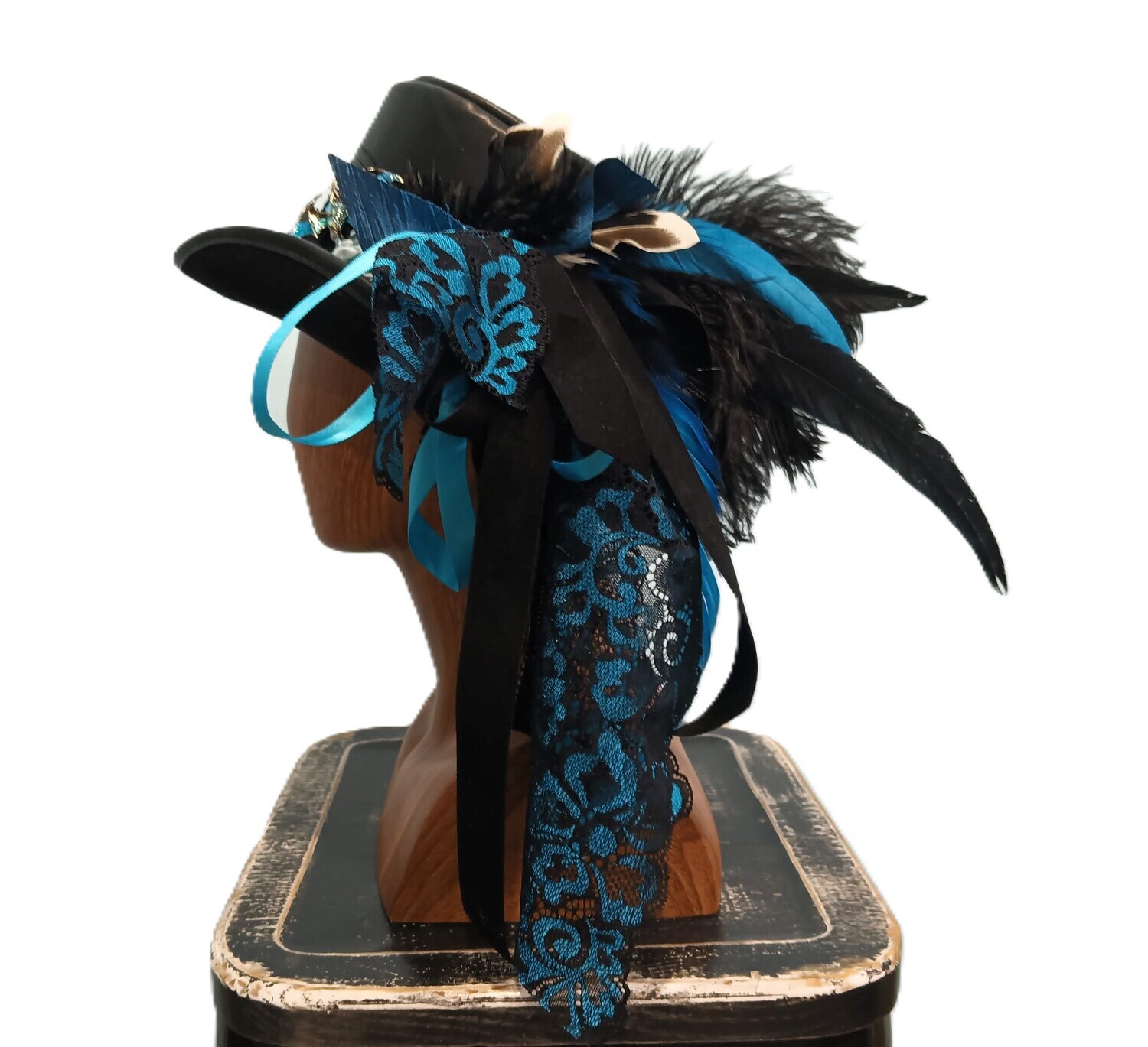 Faux Leather Ladies Victorian Top Hat Dragon 3 L