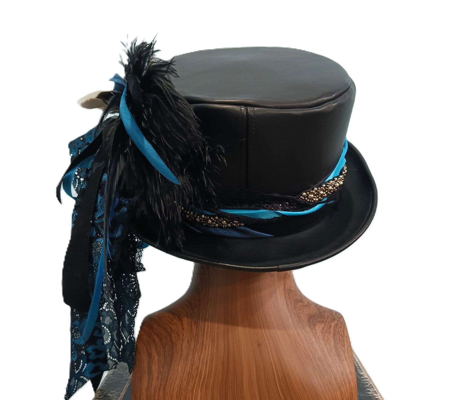 Faux Leather Ladies Victorian Top Hat Dragon 3 L