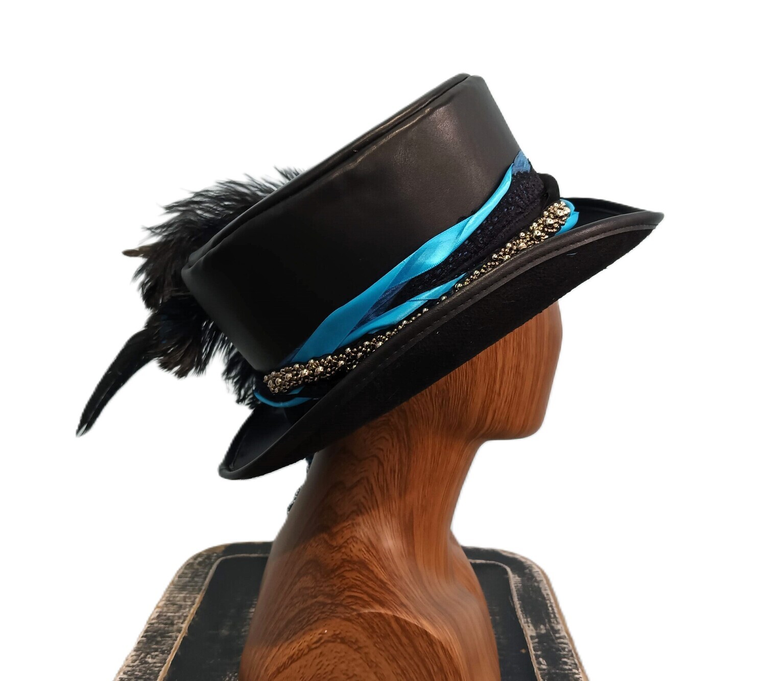 Faux Leather Ladies Victorian Top Hat Dragon 3 L
