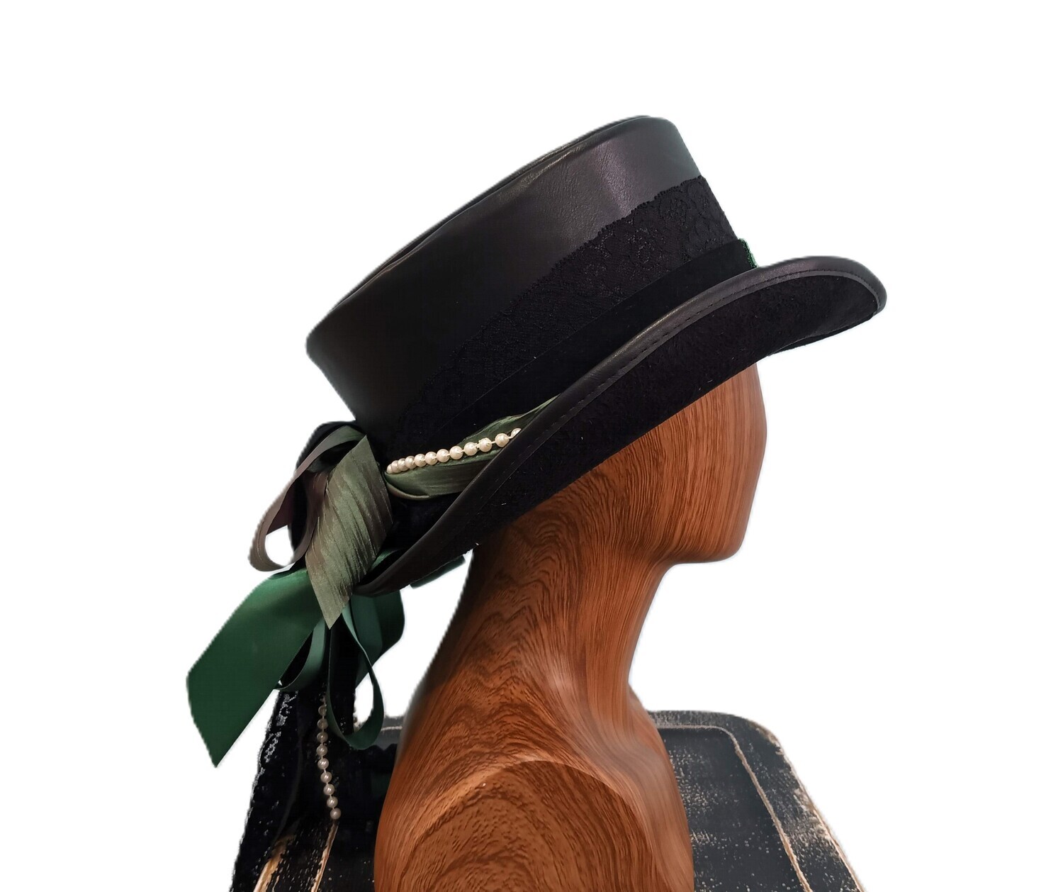 Faux Leather Ladies Victorian Top Hat Dragon 4 L